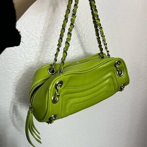 Green Leather Chain Strap Bag